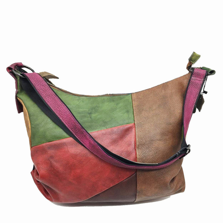 Patchwork Cowhide Leather Hobo Bag Women