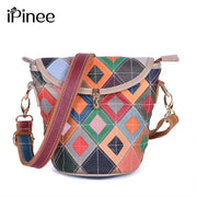 Women's genuine leather handbag patchwork shoulder bag