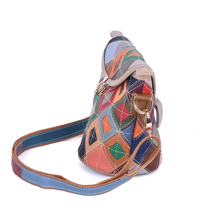 Women's genuine leather handbag patchwork shoulder bag