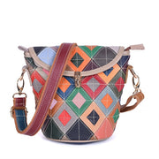 Women's genuine leather handbag patchwork shoulder bag