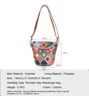 Women's genuine leather handbag patchwork shoulder bag