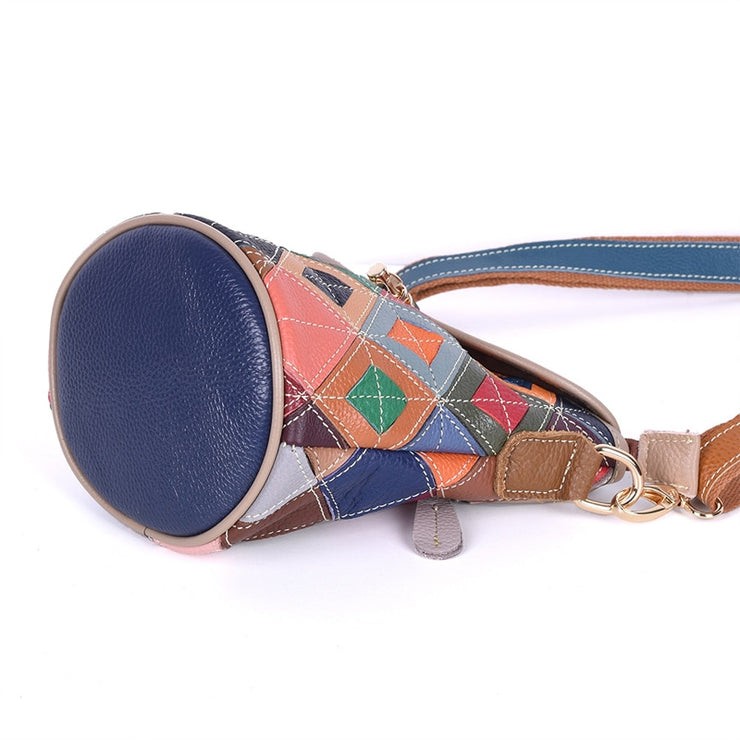 Women's genuine leather handbag patchwork shoulder bag