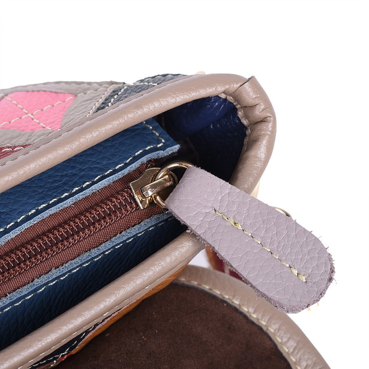 Women's genuine leather handbag patchwork shoulder bag