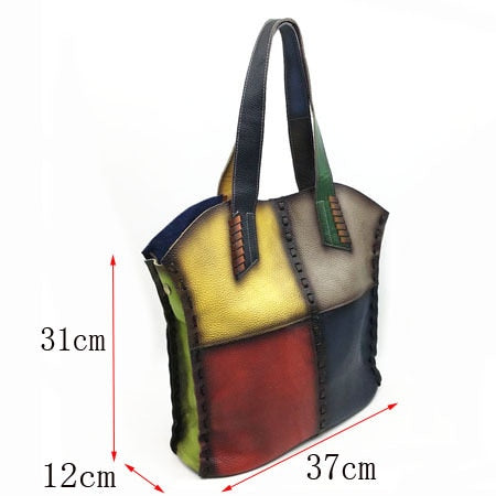 Women's Leather Handbag Hand-Brushed Leather Shoulder Bag
