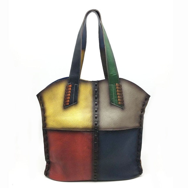 Women's Leather Handbag Hand-Brushed Leather Shoulder Bag