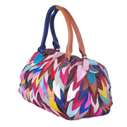 Quality Leather Fashion Colorful Random Spliced Handbag Casual