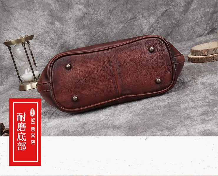 New Vintage Genuine Leather Handbag Large Capacity Women Bag Leisure