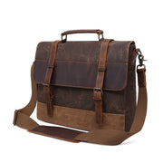 Vintage Men's Canvas Messenger Bag Horse Crazy Leather Man