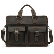 Vintage Men's Cow Genuine Leather Briefcase Crazy Horse Leather