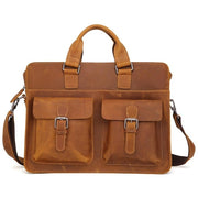 Vintage Men's Cow Genuine Leather Briefcase Crazy Horse Leather
