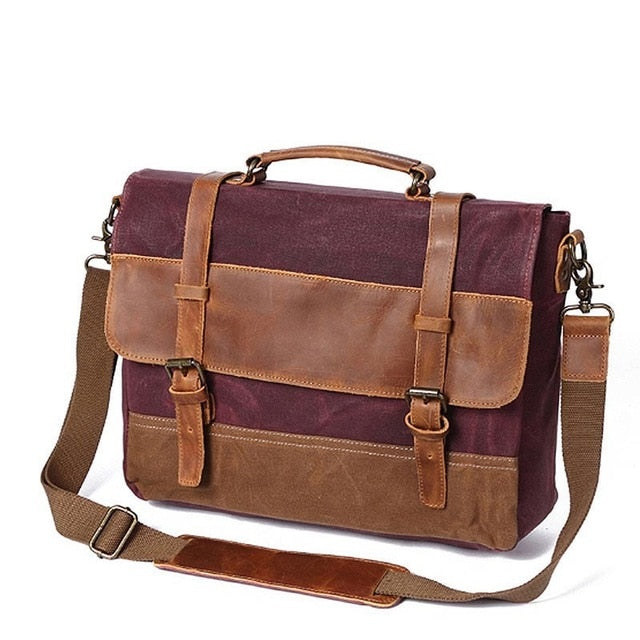 Vintage Men's Canvas Messenger Bag Horse Crazy Leather Man