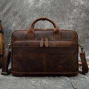 Men's Genuine Leather Briefcase Big 16" Laptop Thick Cowhide Business Bag