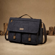 Messenger Bag for Men Vintage Water Resistant Waxed Canvas 15.6 inch Laptop