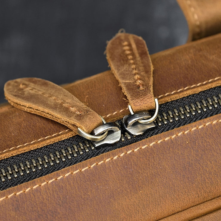 Men Briefcase Genuine Leather Laptop Bag 15.6" Cowhide Male