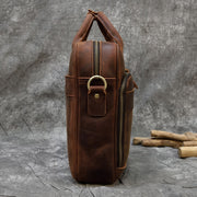 Men Briefcase Genuine Leather Laptop Bag 15.6" Cowhide Male