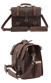 Vintage Crazy Horse Genuine Leather Briefcase Business Bag