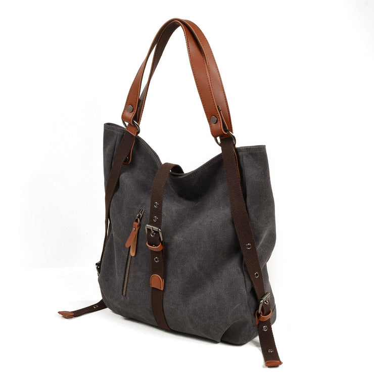 Canvas women's bag casual bucket shoulder bag