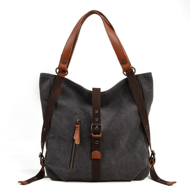 Canvas women's bag casual bucket shoulder bag