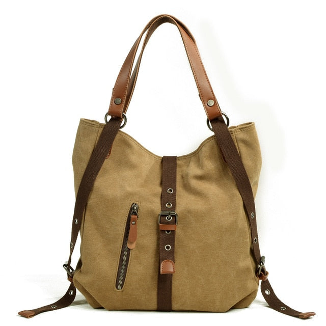 Canvas women's bag casual bucket shoulder bag