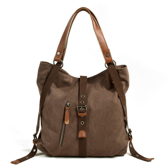 Canvas women's bag casual bucket shoulder bag