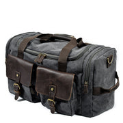 Men's Canvas Leather Travel Bags Carry on Luggage