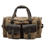 Men's Canvas Leather Travel Bags Carry on Luggage