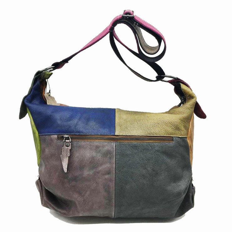 Patchwork Cowhide Leather Hobo Bag Women