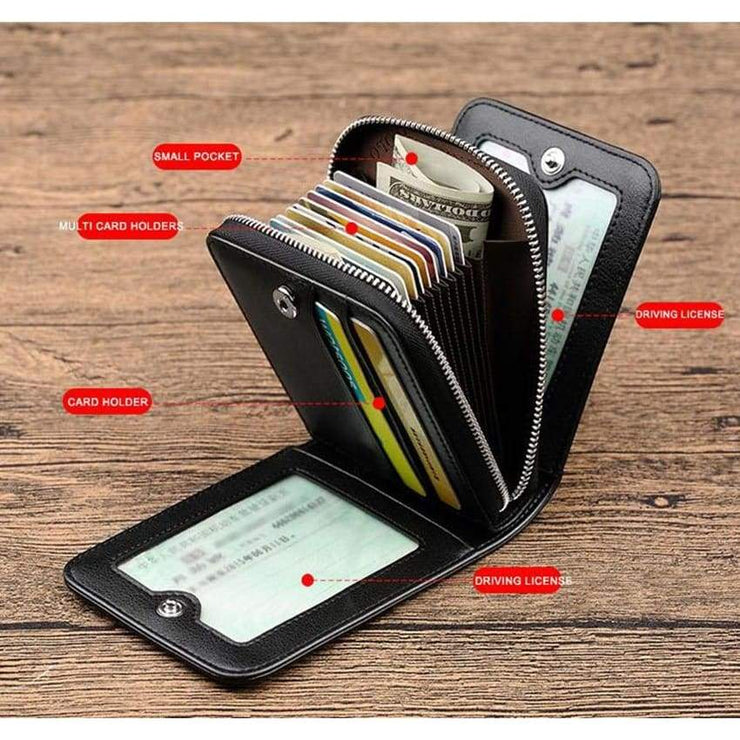 Short Zipper Black Wallets - wallet