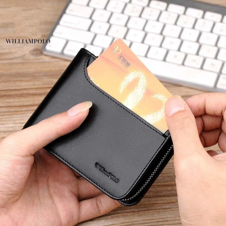 Short Zipper Black Wallets - wallet