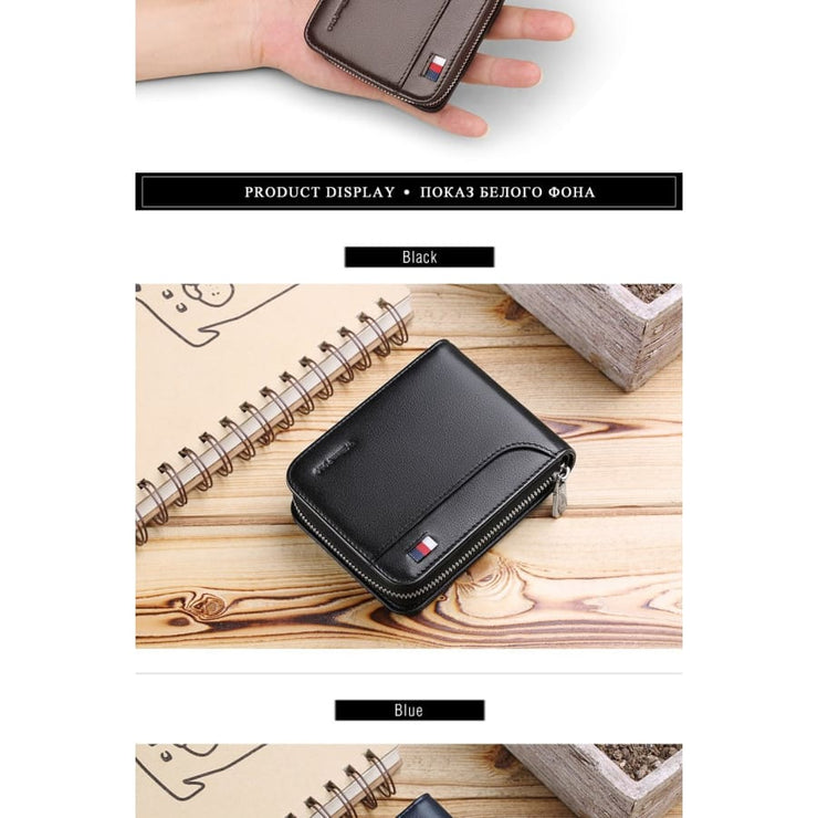 Short Zipper Black Wallets - wallet