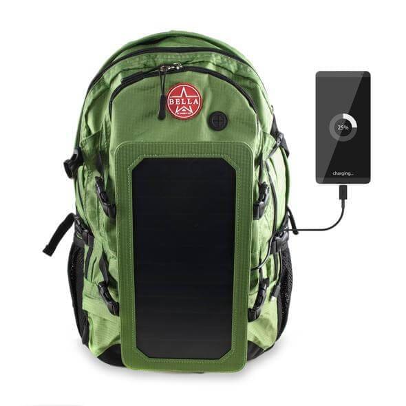 Solar Backpack 45L with power bank 6.5W 6V color Light Green - Solar backpack