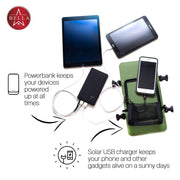 Solar Backpack 45L with power bank 6.5W 6V color Light Green - Solar backpack