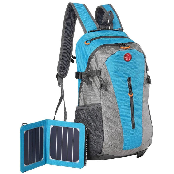 Solar panel Backpack 35L with Power Bank 6.5W color Teal Blue - Solar backpack