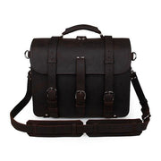 Thick crazy horse leather travel bag - dark - Men_Briefcase