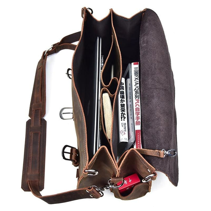 Thick crazy horse leather travel bag - Men_Briefcase