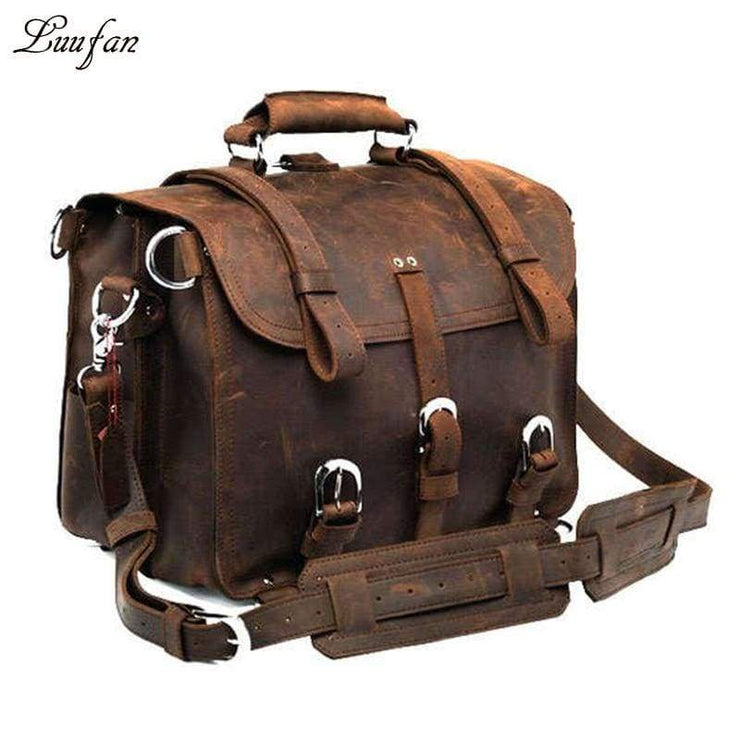 Thick crazy horse leather travel bag - Men_Briefcase