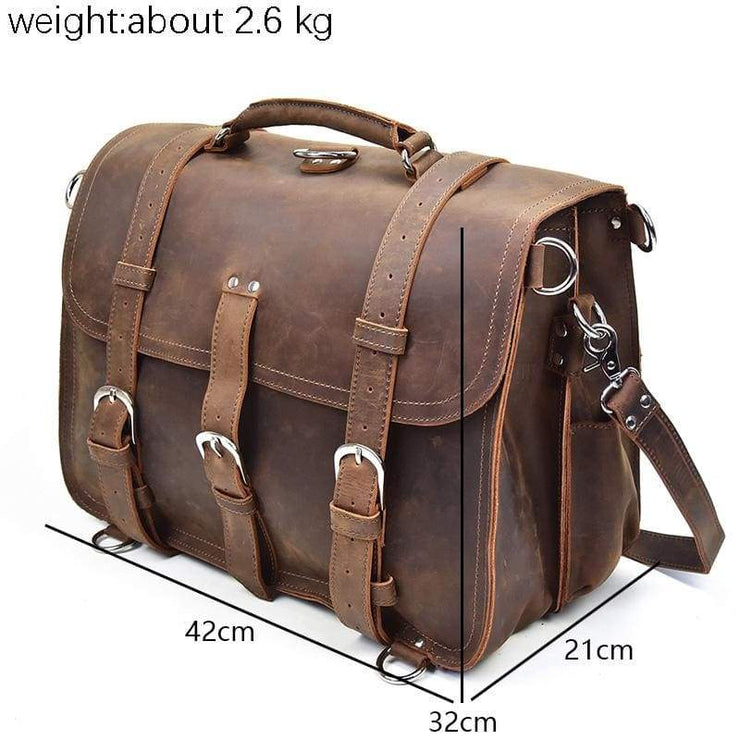 Designer Crazy Horse Leather Duffle Bag, Leather Travel Bag