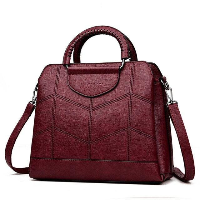Tote Leather Luxury Handbags - Wine Red - Women_Bags