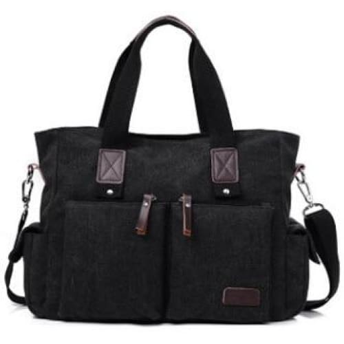 Unisex canvas large capacity handbag - black - Canvas_Tote_2020