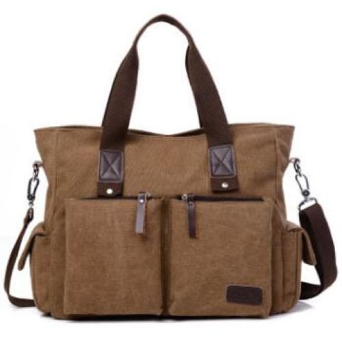 Unisex canvas large capacity handbag - coffee - Canvas_Tote_2020