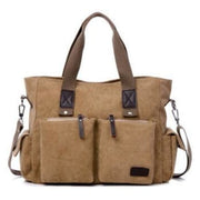 Unisex canvas large capacity handbag - Khaki - Canvas_Tote_2020