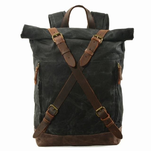 Vintage canvas backpacks waterproof - Black - Backpacp_Oct