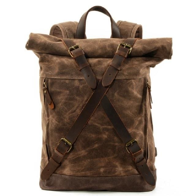 Vintage canvas backpacks waterproof - Coffee - Backpacp_Oct