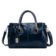 Vintage oil wax leather luxury handbags - Blue - Women_Bags