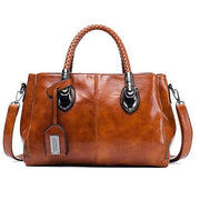 Vintage oil wax leather luxury handbags - Brown - Women_Bags