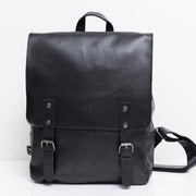 Vintage PU leather men leisure backpack - black - backpack