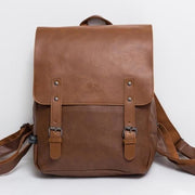 Vintage PU leather men leisure backpack - light coffee - backpack