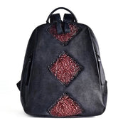 Vintage rucksack embossed handbag - Black Purple - Women_Bags