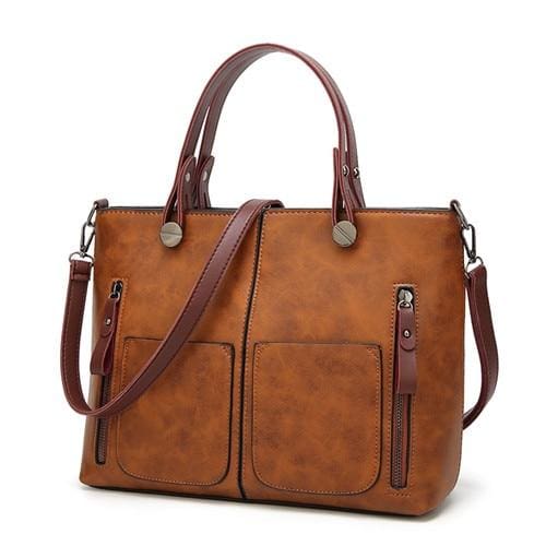 Vintage shoulder bag causal totes - brown - Women_Bags