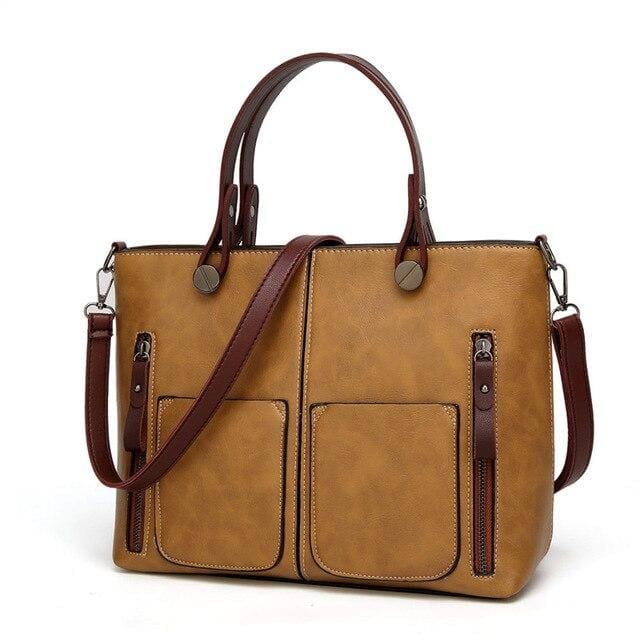 Vintage shoulder bag causal totes - yellow - Women_Bags